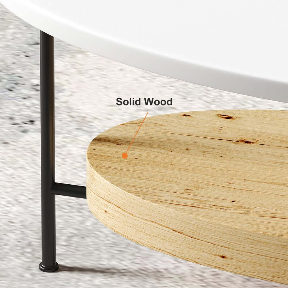 Modern Oval Coffee Table With Shelves, Engineered Wood