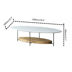 Modern Oval Coffee Table With Shelves, Engineered Wood Dimensions