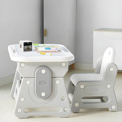 Modern Paintable Kids Desk and Chair Set with Adjustable Height