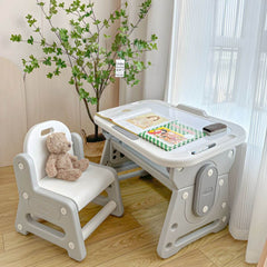 Modern Paintable Kids Desk and Chair Set with Adjustable Height