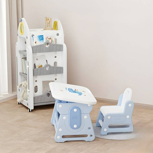 Modern Paintable Kids Desk and Chair Set with Adjustable Height