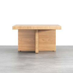 Modern Pine Wood Coffee Table With Trestle Base