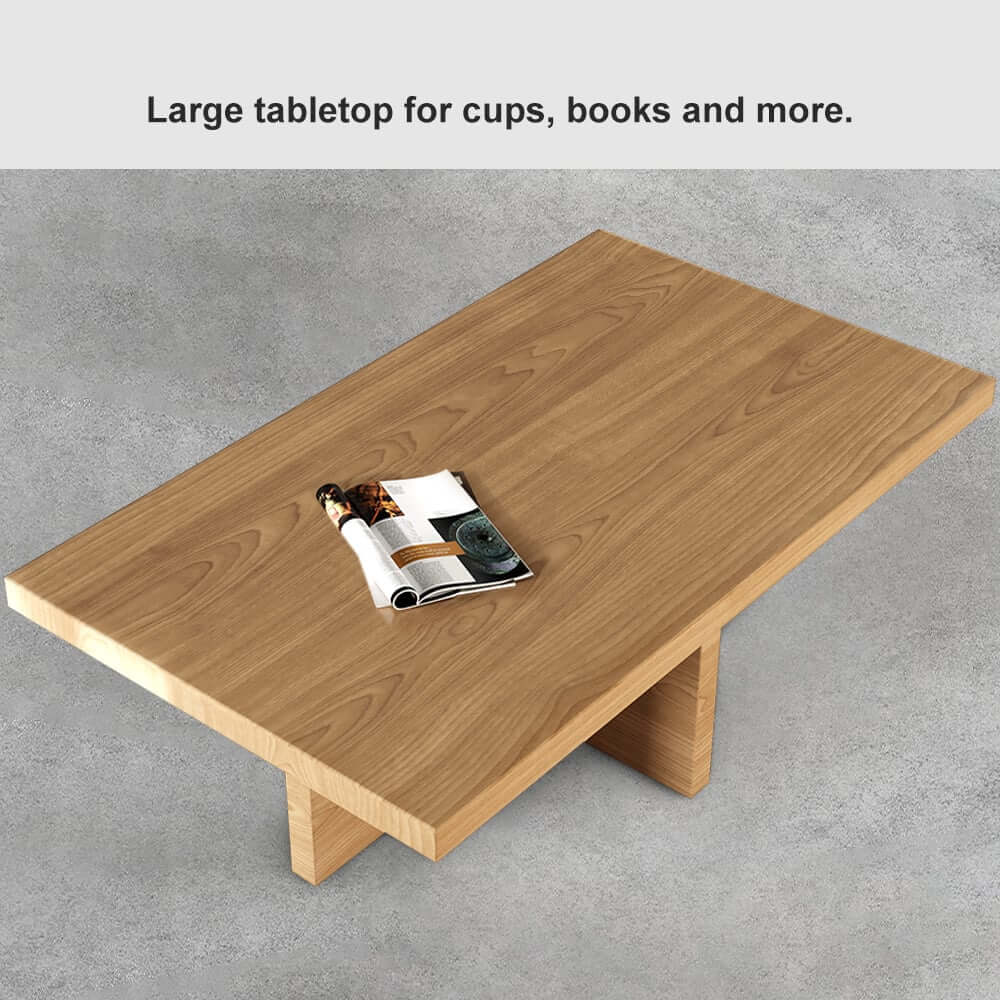 Modern Pine Wood Coffee Table With Trestle Base