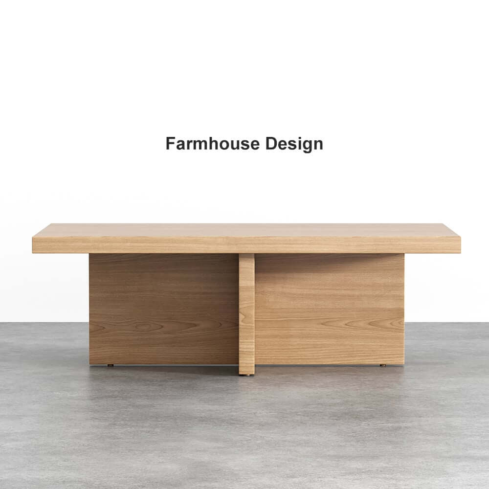 Modern Pine Wood Coffee Table With Trestle Base