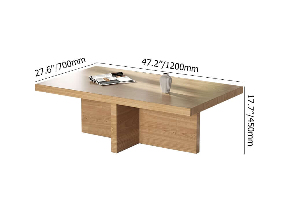 Modern Pine Wood Coffee Table With Trestle Base Dimensions