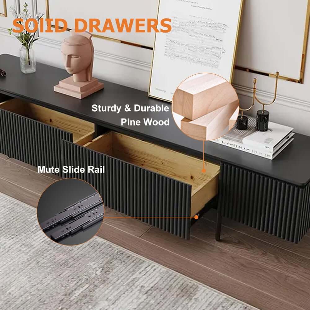 Modern Pine Wood TV Stand With Drawers - 70-79 Inch TVs