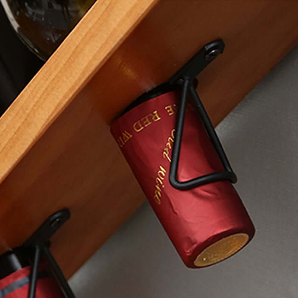 Modern Pine Wood Wine Rack With Glass Storage