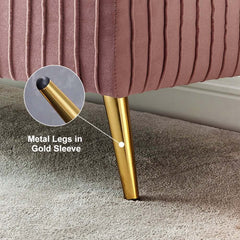 Modern Pink Velvet Storage Bench with Gold Metal Legs