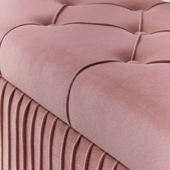 Modern Pink Velvet Storage Bench with Gold Metal Legs