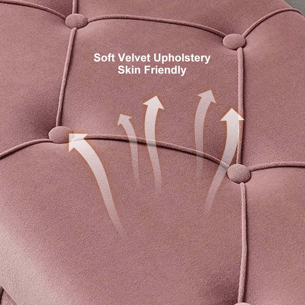 Modern Pink Velvet Storage Bench with Gold Metal Legs