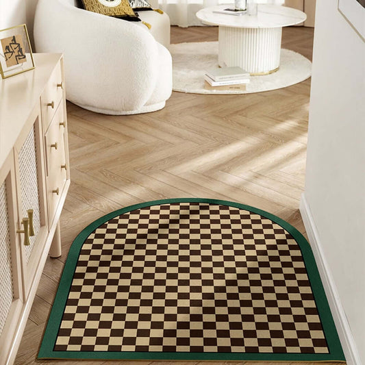 Modern Plaid Polyester Entryway Rug Half Circle Stain Resistant Main Product Image