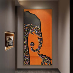 Modern Plastic Wall Art with Aluminum Frame Featuring Elephant Design