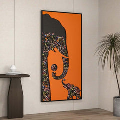 Modern Plastic Wall Art with Aluminum Frame Featuring Elephant Design