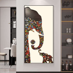 Modern Plastic Wall Art with Aluminum Frame Featuring Elephant Design