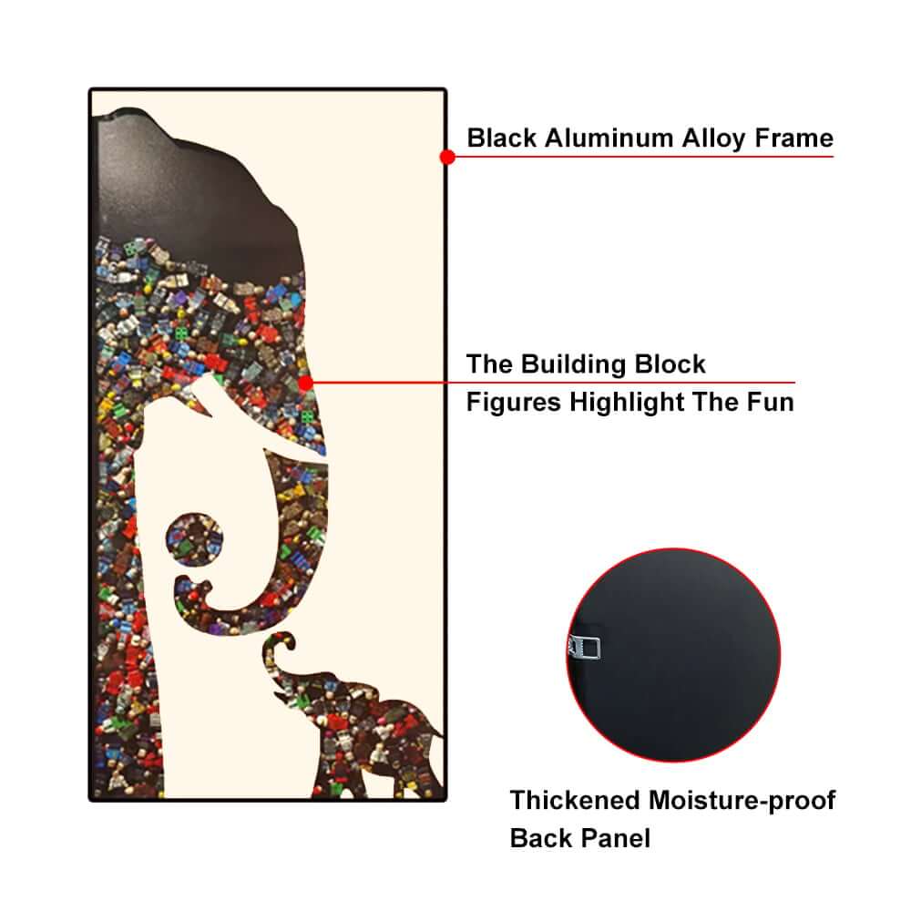 Modern Plastic Wall Art with Aluminum Frame Featuring Elephant Design