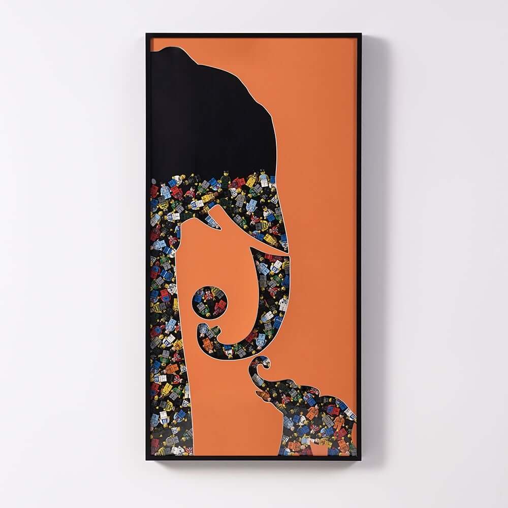 Modern Plastic Wall Art with Aluminum Frame Featuring Elephant Design