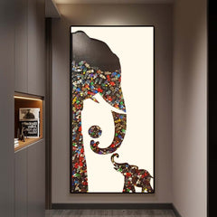 Modern Plastic Wall Art with Aluminum Frame Featuring Elephant Design