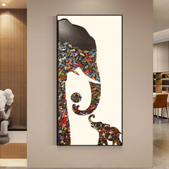 Modern Plastic Wall Art with Aluminum Frame Featuring Elephant Design