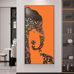 Modern Plastic Wall Art with Aluminum Frame Featuring Elephant Design Main Product Image
