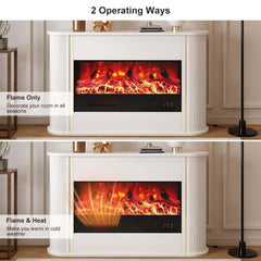 Modern Plywood Freestanding Electric Fireplace White