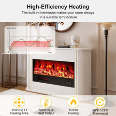 Modern Plywood Freestanding Electric Fireplace White