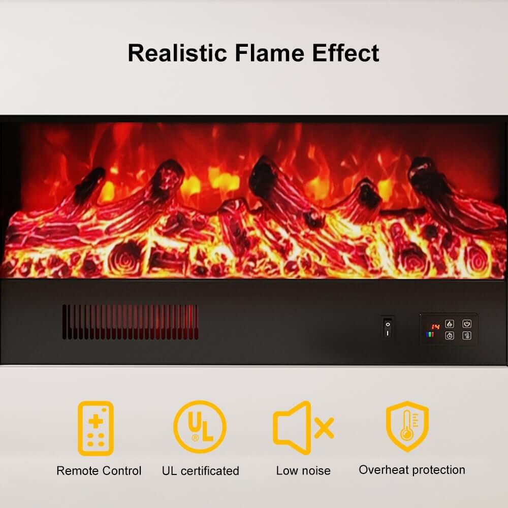 Modern Plywood Freestanding Electric Fireplace White