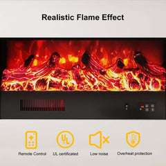 Modern Plywood Freestanding Electric Fireplace White