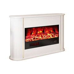 Modern Plywood Freestanding Electric Fireplace White