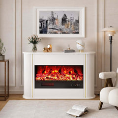 Modern Plywood Freestanding Electric Fireplace White Main Product Image