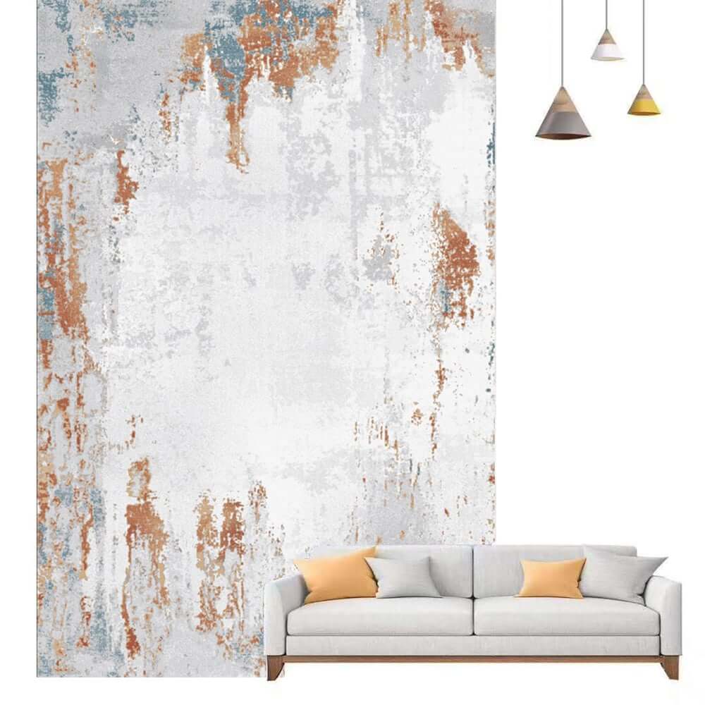 Modern Polyester Area Rug with Abstract Ink Painting Design