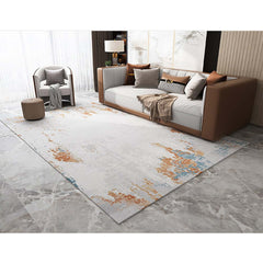 Modern Polyester Area Rug with Abstract Ink Painting Design