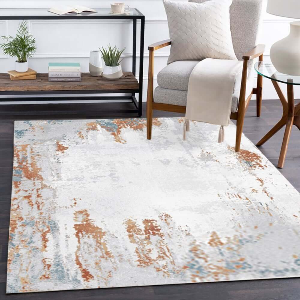 Modern Polyester Area Rug with Abstract Ink Painting Design Main Product Image