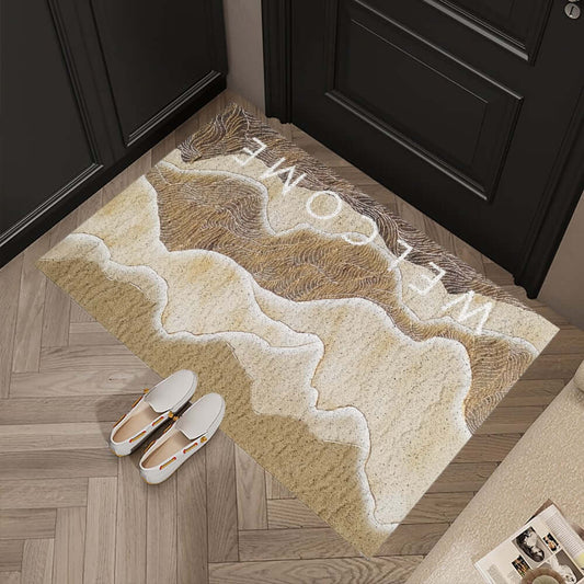 Modern PVC Novelty Door Mat with Wavy Texture and Welcome Design