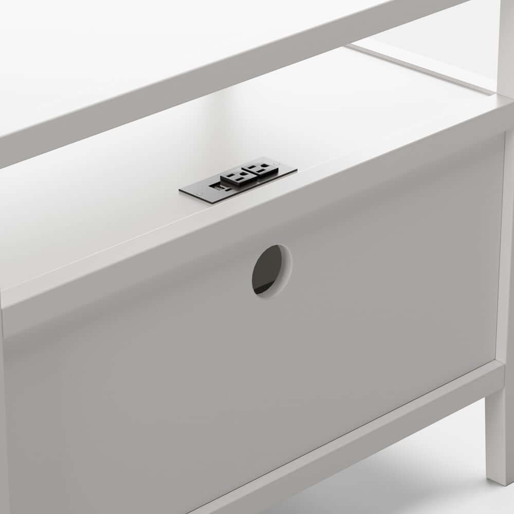Modern Rectangle Nightstand With Built-In Charging Station