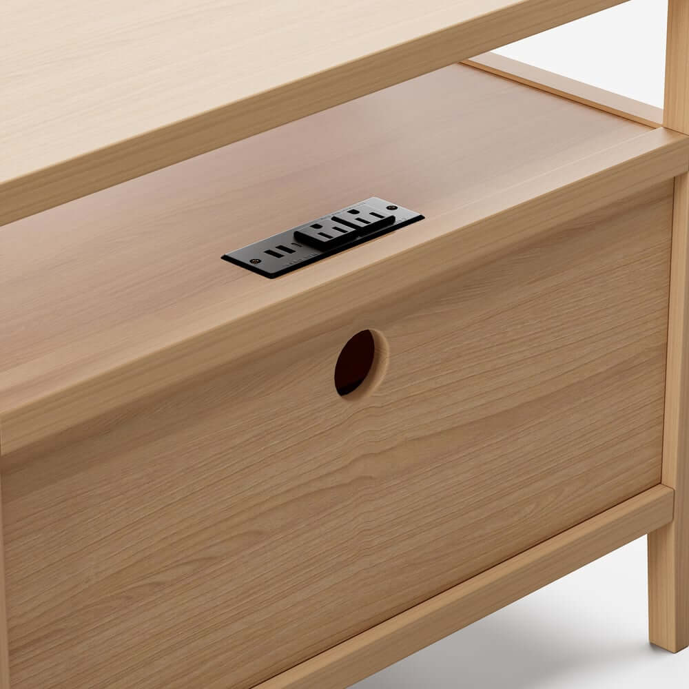 Modern Rectangle Nightstand With Built-In Charging Station