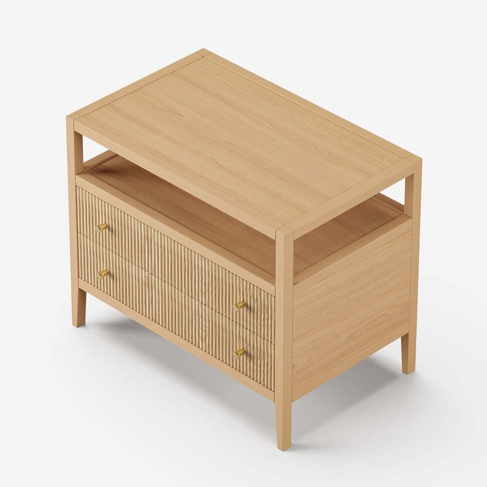 Modern Rectangle Nightstand With Built-In Charging Station