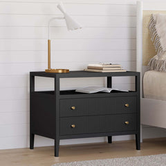 Modern Rectangle Nightstand With Built-In Charging Station