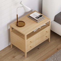Modern Rectangle Nightstand With Built-In Charging Station
