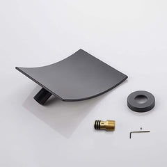 Modern Rectangle Stainless Steel Waterfall Shower Head in Matte Black