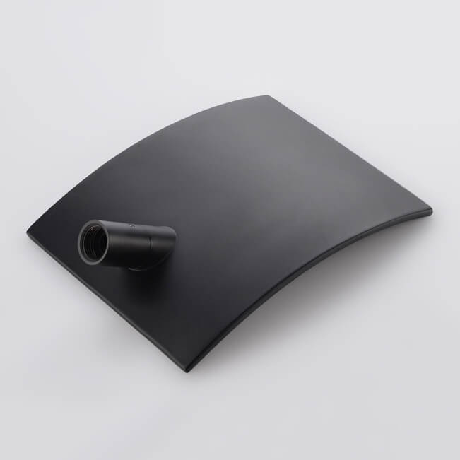 Modern Rectangle Stainless Steel Waterfall Shower Head in Matte Black