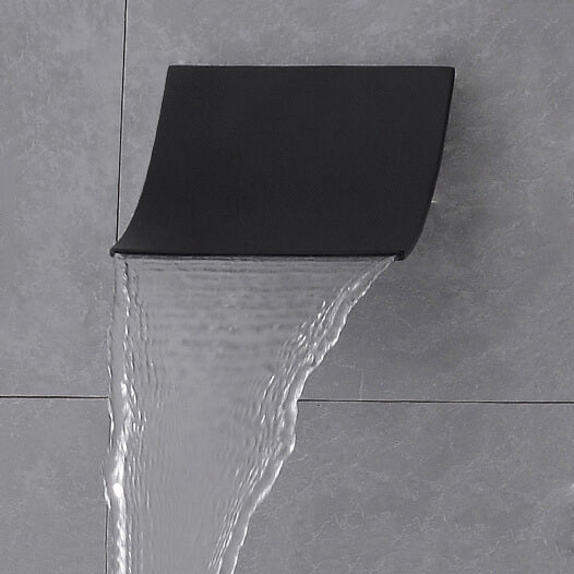 Modern Rectangle Stainless Steel Waterfall Shower Head in Matte Black Main Product Image