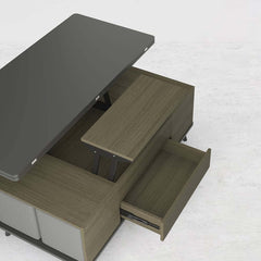 Modern Rectangular Coffee Table With Lift-Top And Stools
