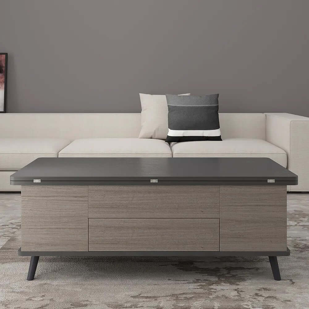 Modern Rectangular Coffee Table With Lift-Top And Stools