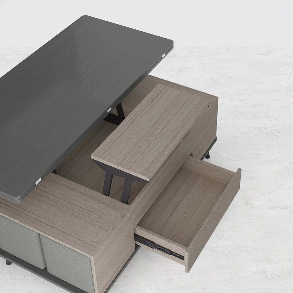 Modern Rectangular Coffee Table With Lift-Top And Stools