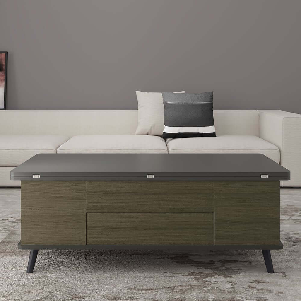 Modern Rectangular Coffee Table With Lift-Top And Stools
