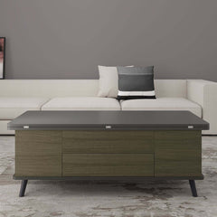 Modern Rectangular Coffee Table With Lift-Top And Stools