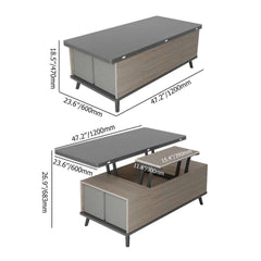 Modern Rectangular Coffee Table With Lift-Top And Stools Dimensions