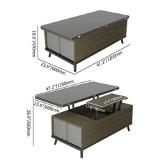 Modern Rectangular Coffee Table With Lift-Top And Stools Dimensions