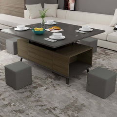 Modern Rectangular Coffee Table With Lift-Top And Stools Main Product Image