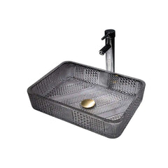 Modern Rectangular Glass Vessel Sink for Bathroom